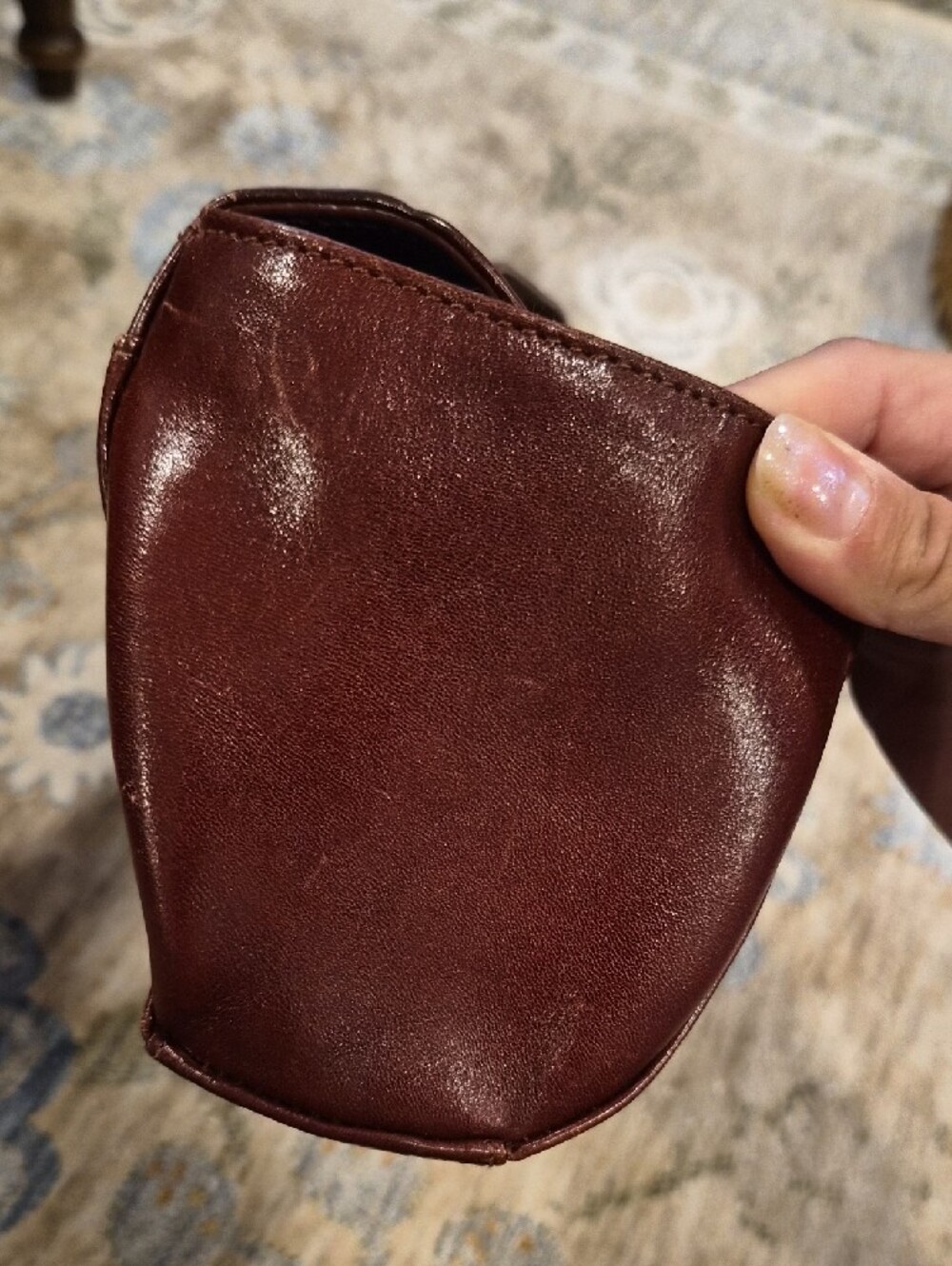 Classic Leather Top-Handle Clutch in Deep Burgundy - Picture 13 of 14